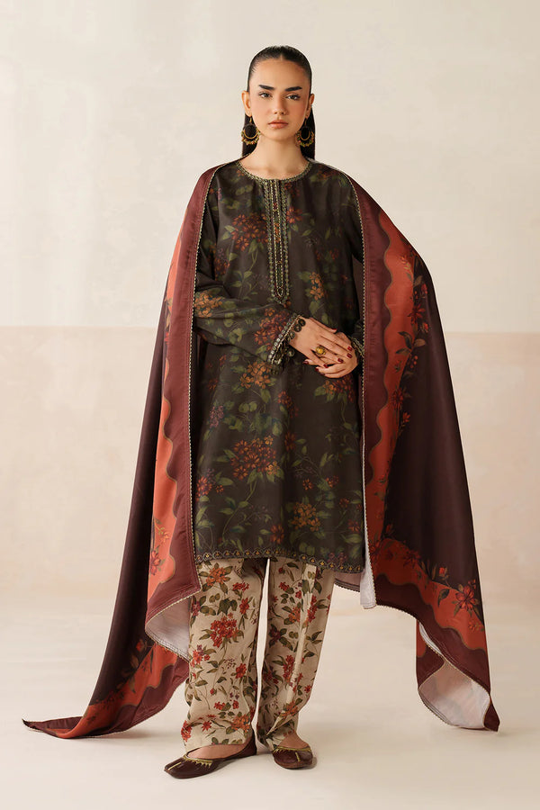 Luxury Printed Khaddar 3Pc Dress DE01