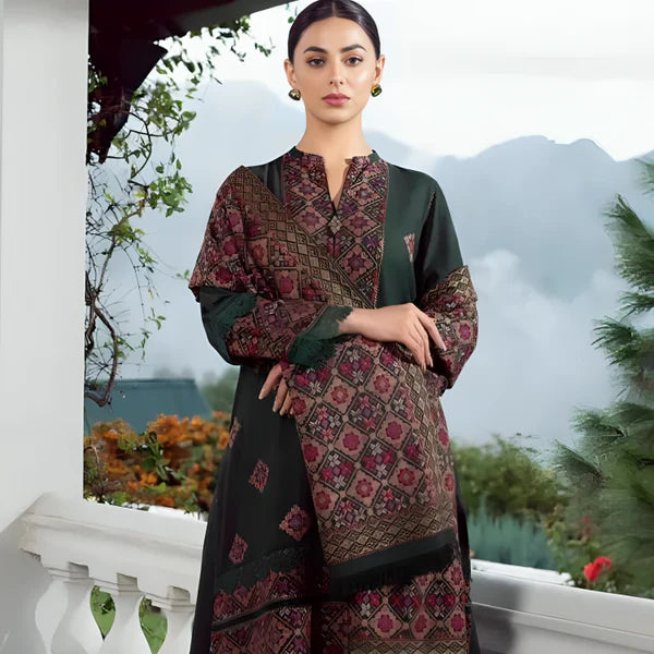 KARANDI 3PC EMBROIDERED DRESS EMBROIDERED SHAWL A05