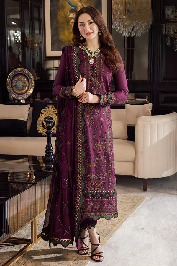 DHANAK 3PC EMBROIDERED DRESS EMBROIDERED SHAWL A130