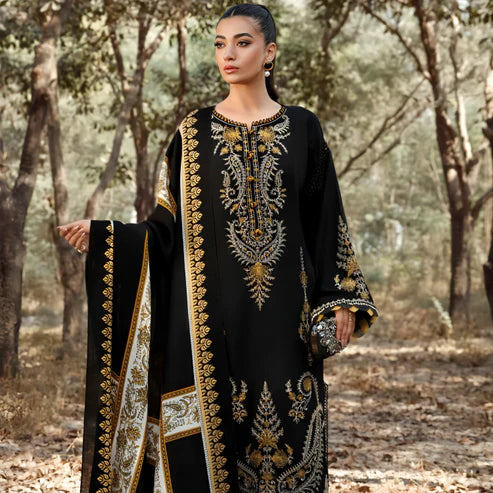 KHADDAR 3PC EMBROIDERED DRESS EMBROIDERED SHAWL A27