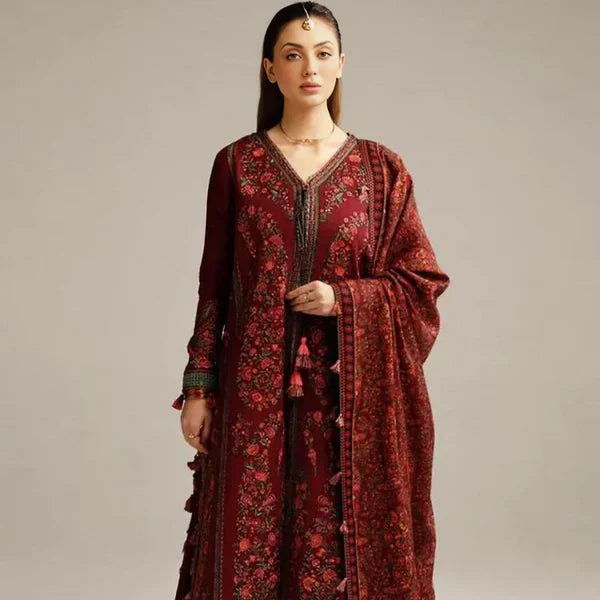 MAREENA 3PC EMBROIDERED DRESS EMBROIDERED SHAWL A07