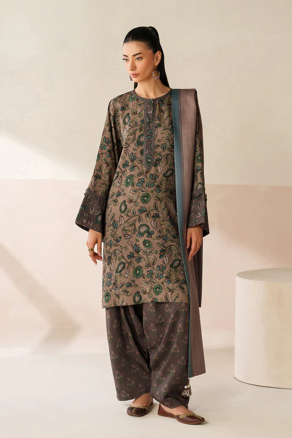 Luxury Printed Khaddar 3Pc Dress DE08