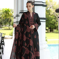 KARANDI 3PC EMBROIDERED DRESS EMBROIDERED SHAWL A01