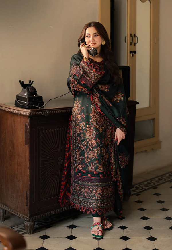 DHANAK 3PC EMBROIDERED DRESS EMBROIDERED SHAWL A73