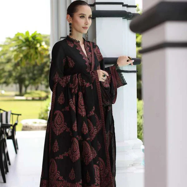 KARANDI 3PC EMBROIDERED DRESS EMBROIDERED SHAWL A01