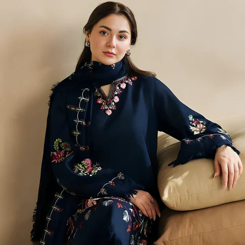 WOOL MAREENA 3PC EMBROIDERED DRESS EMBROIDERED SHAWL A16