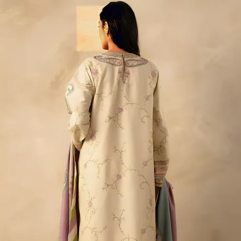 KHADDAR 3PC EMBROIDERED DRESS EMBROIDERED SHAWL A21