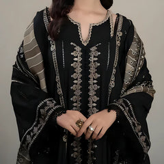 KHADDAR 3PC EMBROIDERED DRESS EMBROIDERED SHAWL A26