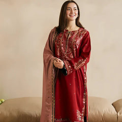 KHADDAR 3PC EMBROIDERED DRESS EMBROIDERED SHAWL A14