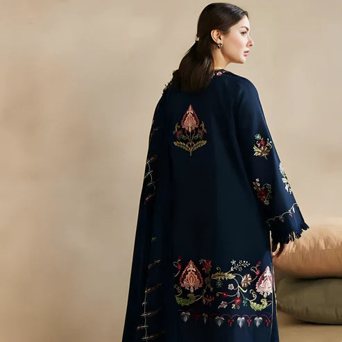WOOL MAREENA 3PC EMBROIDERED DRESS EMBROIDERED SHAWL A16