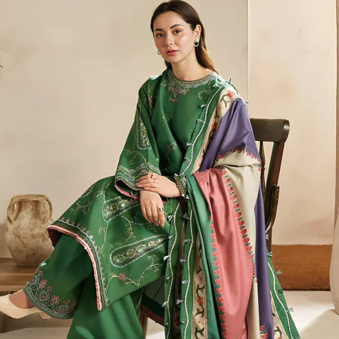 MAREENA 3PC EMBROIDERED DRESS EMBROIDERED SHAWL A15