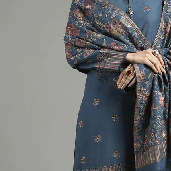 KARANDI 3PC EMBROIDERED DRESS EMBROIDERED SHAWL A12