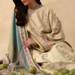 KHADDAR 3PC EMBROIDERED DRESS EMBROIDERED SHAWL A21